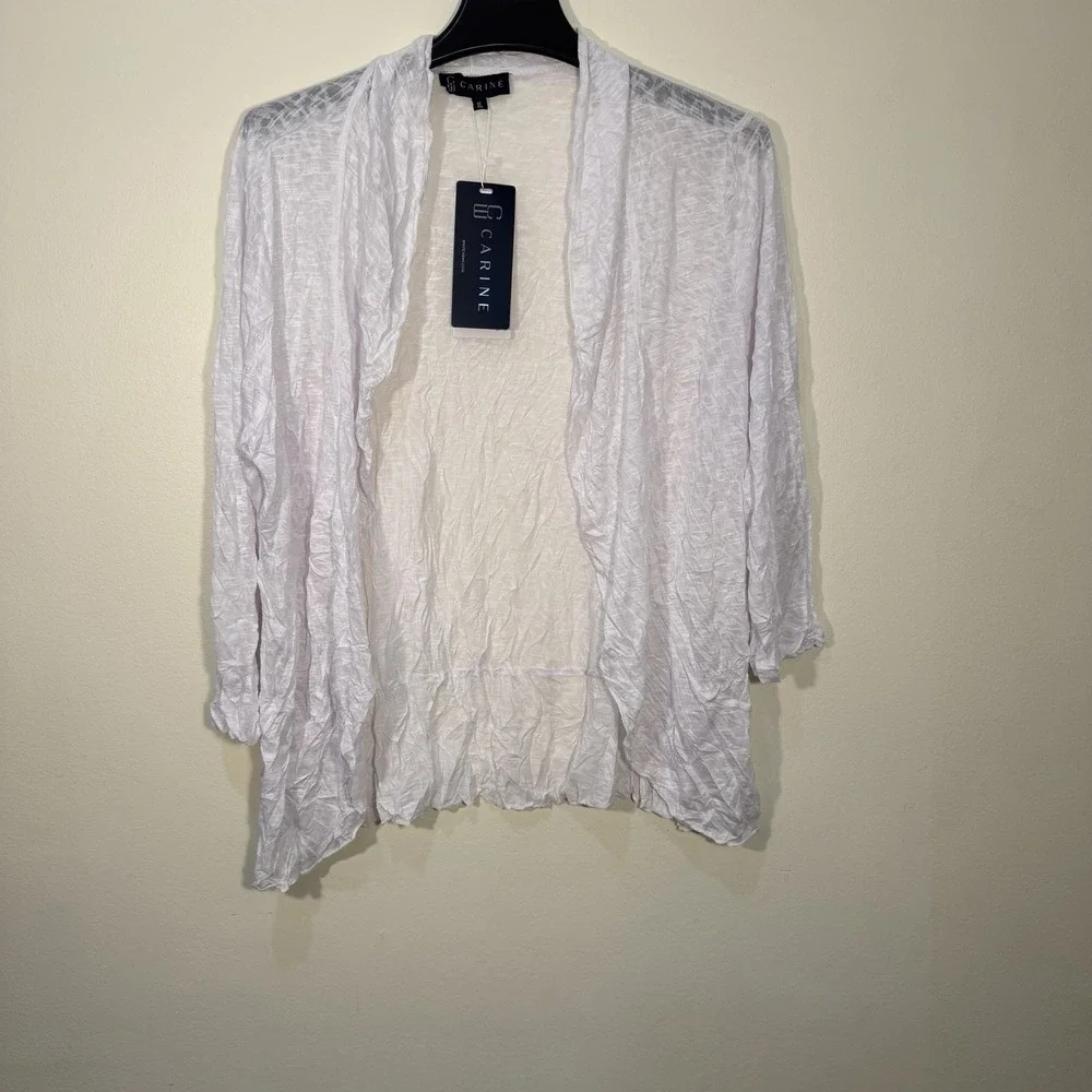 Carine Open Cardigan White XL Lightweight Stretch Sweater‎ NEW Cover Up